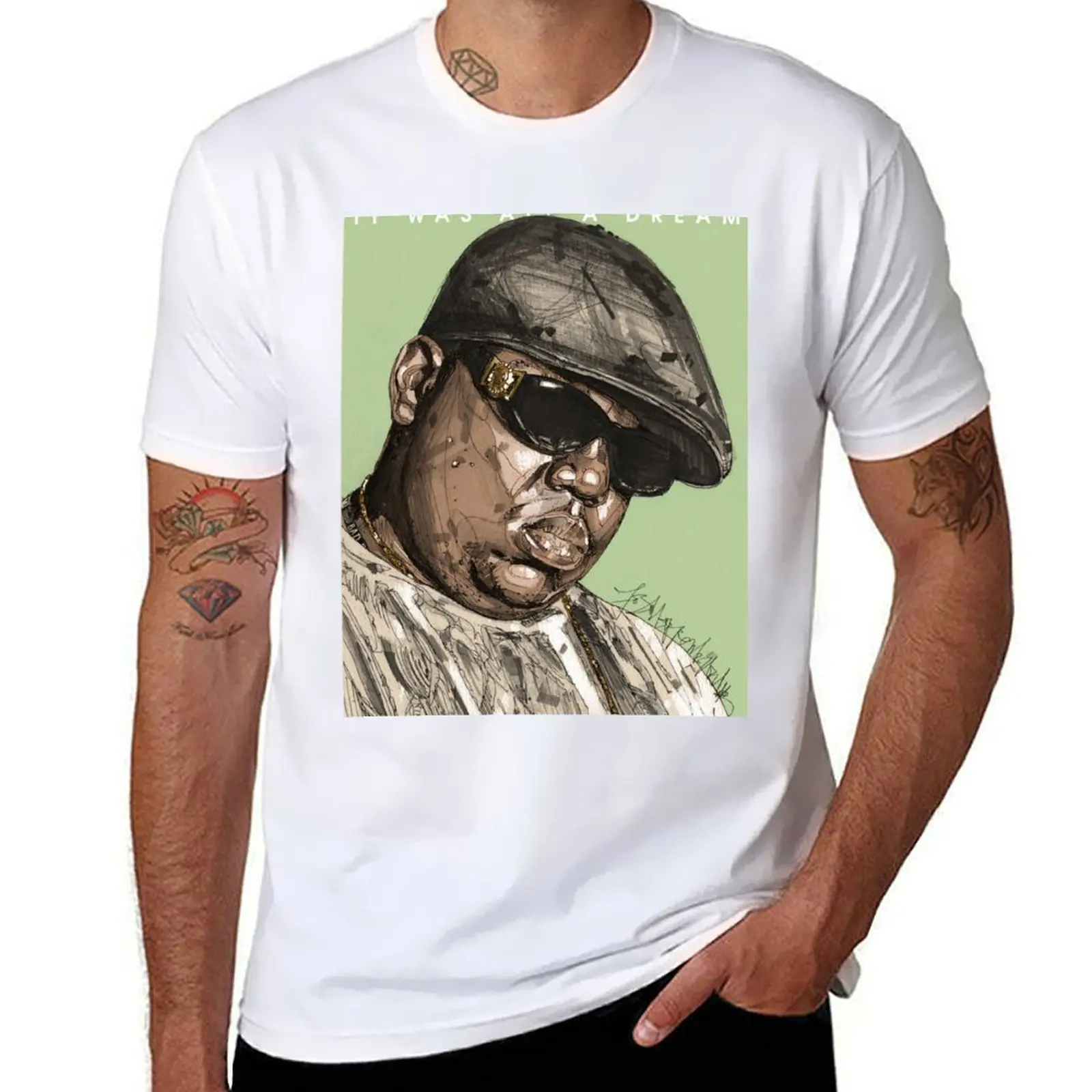 Футболка с рисунком Biggie Smalls, футболки для мужчин, белая хлопковая футболка, футболка из 100% хлопка