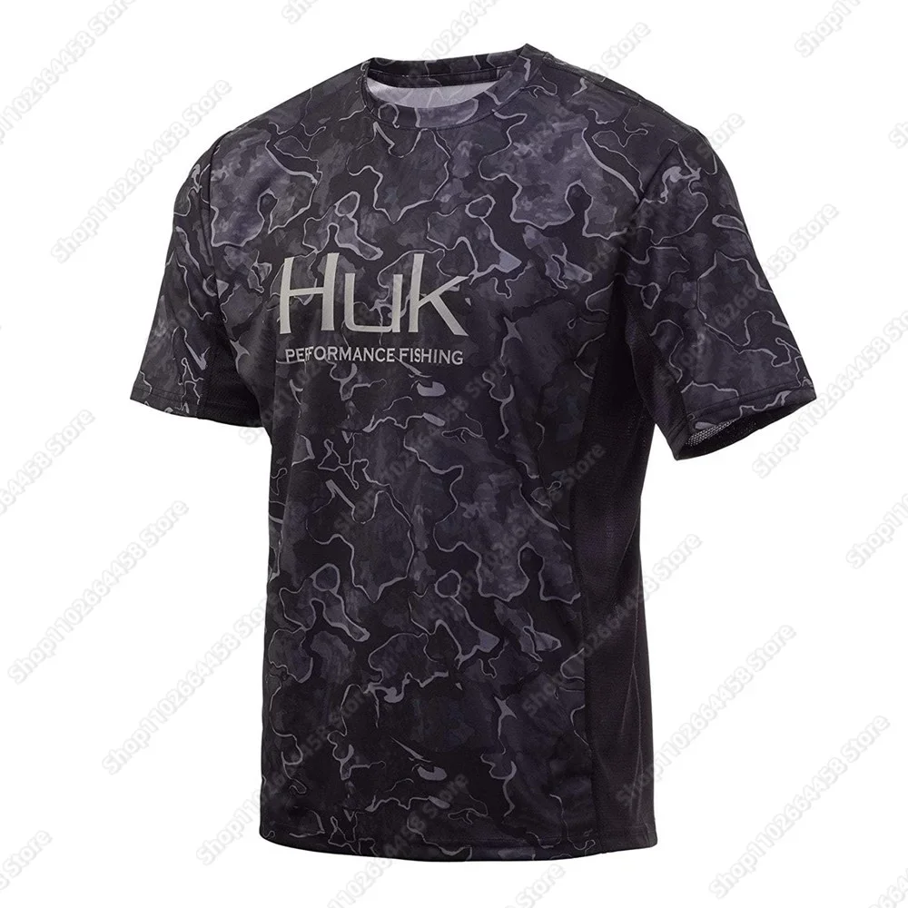 Фото Рубашка для рыбалки HUK с защитой от ультрафиолета, мужская одежда для рыбалки с коротким рукавом Camisa De Pesca, летний рыболовный костюм, быстросохнущая одежда для рыбы, UPF 50+ №4