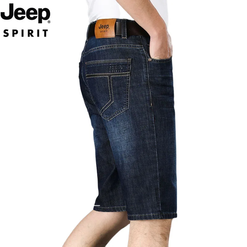 Джинсовые шорты JEEP SPIRIT мужские свободные, эластичные Простые повседневные удобные дышащие Пляжные штаны для мужчин, лето