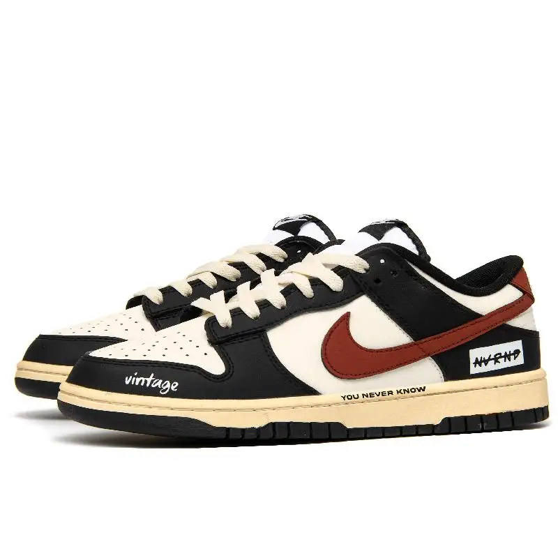 Фото 【Настроить】Nike Dunk Обувь для скейтбординга Унисекс Низкие черные/белые/красные кроссовки DD1391-100 №3