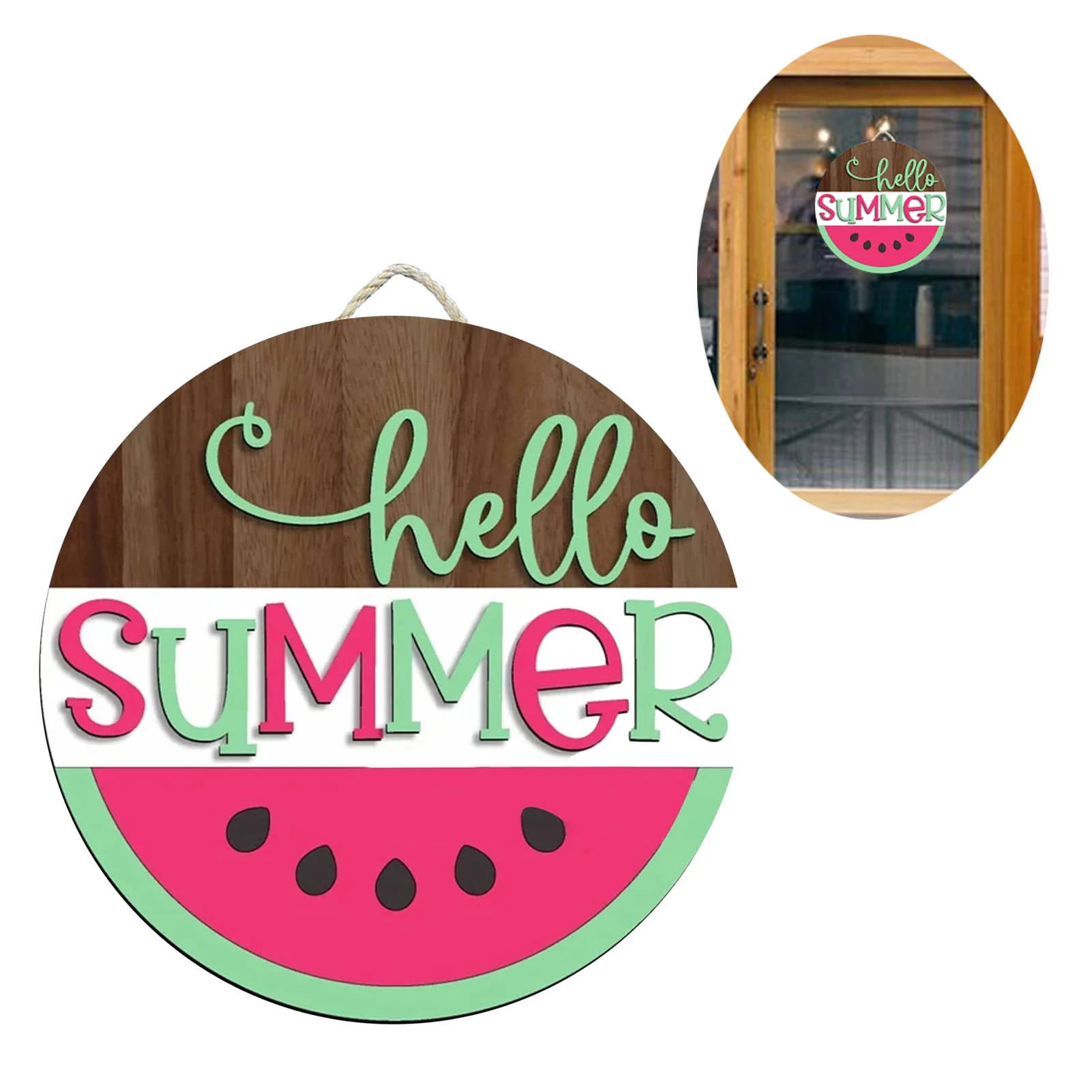 Круглая настенная крыльца вдохновляющий домашний Декор Hello Summer для входной двери приветственный знак деревянный налет Арбуз Дизайн Искусство подарок