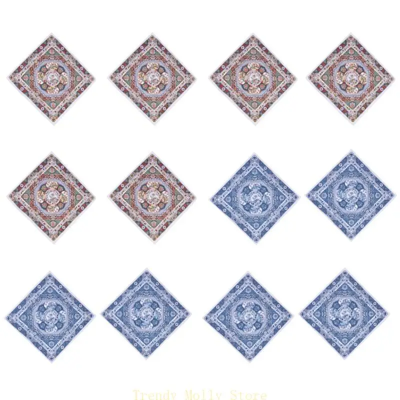 Фото N5KB 12pcs Print Partkerchief High Ablessent Sweel Towelless Women Business Square Pocket №5