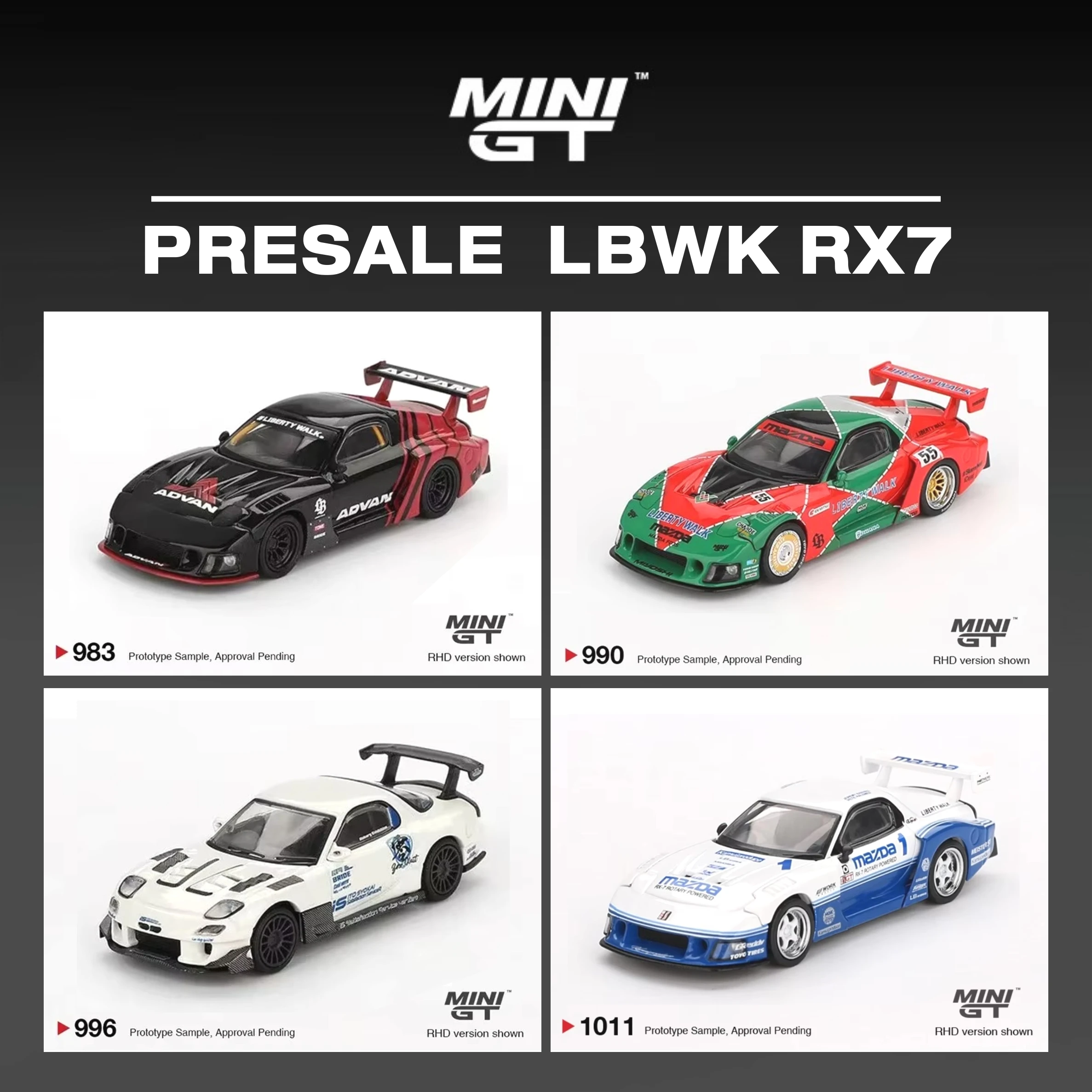 MINIGT в наличии 990 1:64 LBWK Mazda RX7 LB Super Silhouette 787B, литая под давлением модель автомобиля, коллекция игрушек