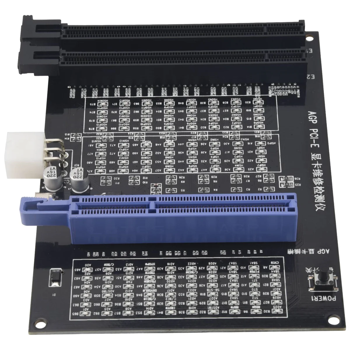 Фото AGP PCI-E X16 Тестер розеток двойного назначения Дисплей Образображение Тестер видеокарты Инструмент диагностики видеокарты №5