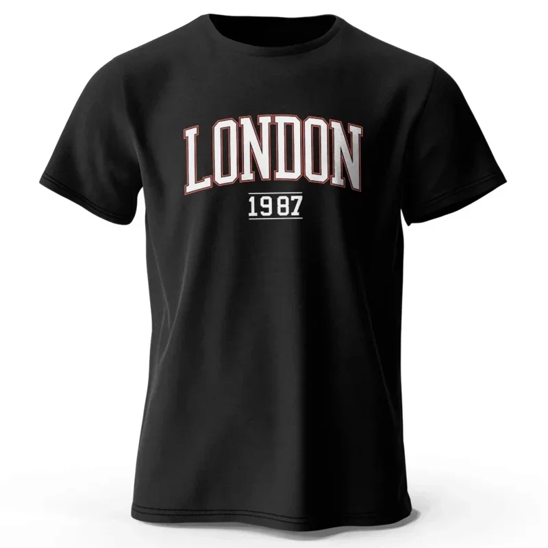 Мужская винтажная футболка London 1987, спортивные футболки большого размера из 100% хлопка с принтом для мужчин и женщин, спортивная одежда, топы 42305