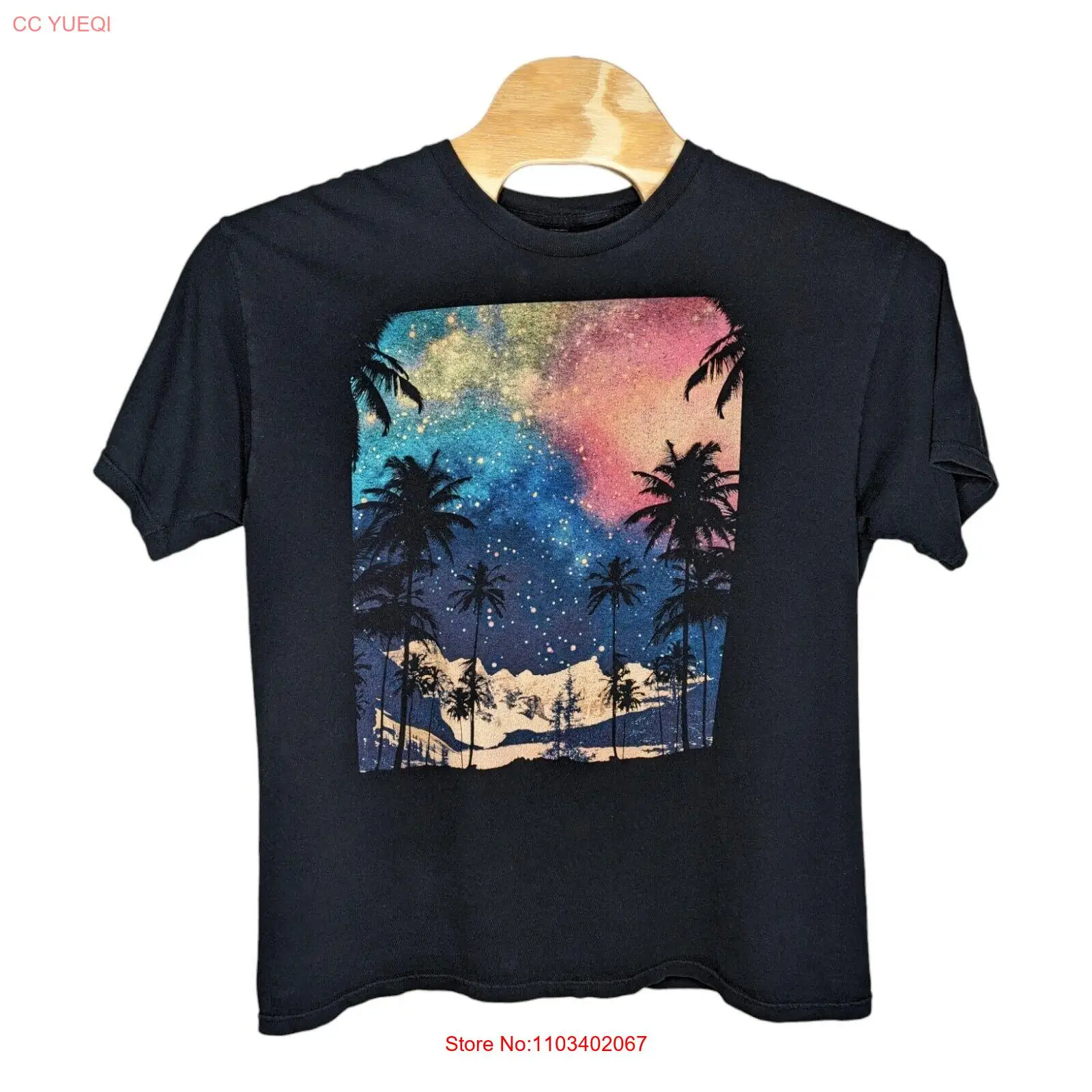 Футболка Empyre Surplus Starry Night Palm Tree Snowy Mountains, черная, размер XL
