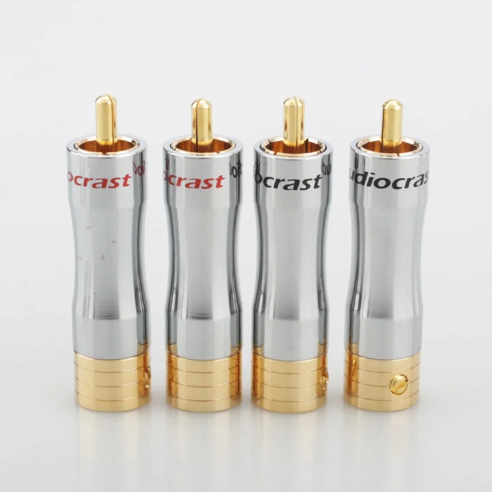 4x RCA штекер адаптера аудио фонокорректор позолоченный кабель для пайки концы HIFI 8 мм