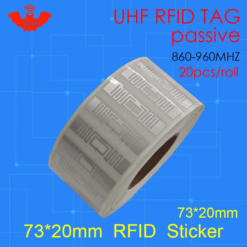 RFID-метка UHF-наклейка NXP U8 73x20 мм EPC6C влажная вставка 915 МГц868 МГц 20 шт., бесплатная доставка, клейкая пассивная RFID-этикетка дальнего действия
