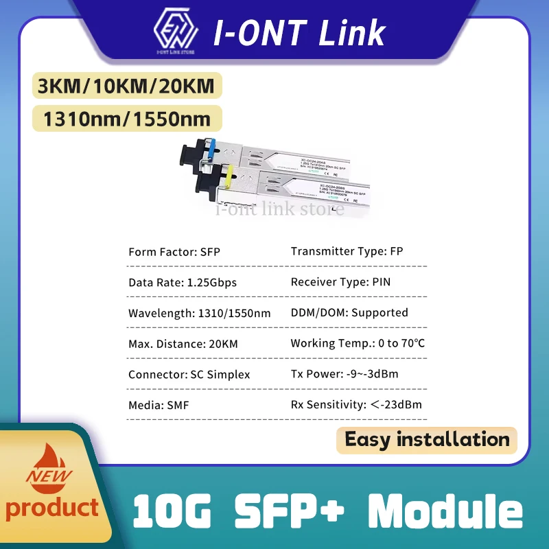 Модуль SC Bidi SFP 1,25G Tx1310nmRx1550nm 3 км10 км20 км Mini GBIC WDM SFP оптоволоконный модуль приемопередатчика для CiscoMikrotik (art.: 3920d057106ce) - 3920d057106ce