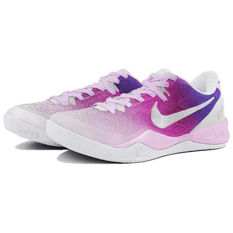 Фото 【Настроить】Баскетбольные кроссовки Nike Kobe 8, унисекс, низкие фиолетовые/белые кроссовки FJ9364-100 №3
