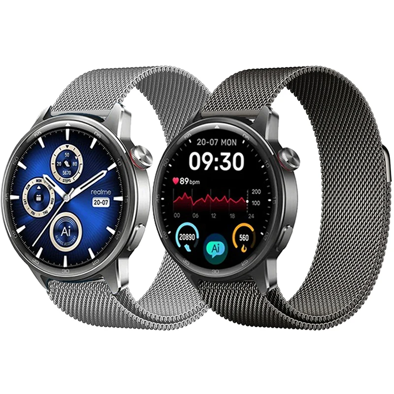 Металлический ремешок для Realme Watch S2, браслет с магнитной петлей для Realme Watch 3 Pro, ремешок для часов Realme Watch 2 pro, браслет Correas