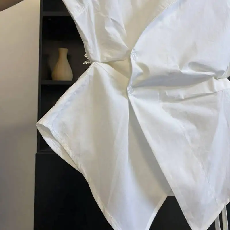 Фото Frans effen Bravo Xoślaid onregel Fisk POLO kraag taille mouwloos рубашка voor dames nieuwe Xo Brugtijlaliya geurtop №4