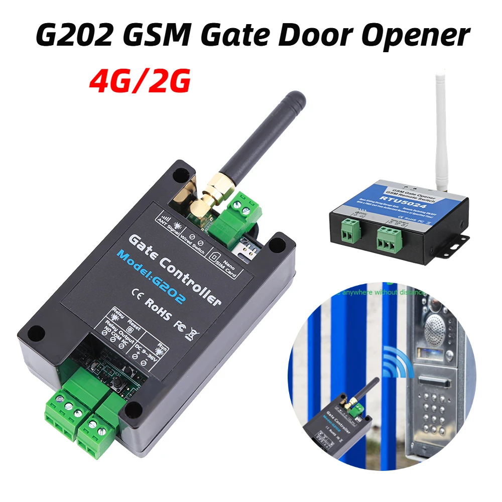 G202 GSM Открыватель ворот 4G 2G одинарный релейный выключатель мобильный телефон пульт дистанционного управления для электрических ворот с бесплатным звонком 850/900/1800 МГц