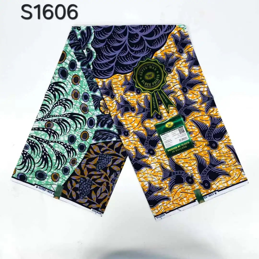 Фото 6YARDS Новый Супер Анкара Высокое качество Африканские настоящие принты Восковая ткань Мягкий хлопковый материал Kente Stuff Синий батик для шитья униформы №2