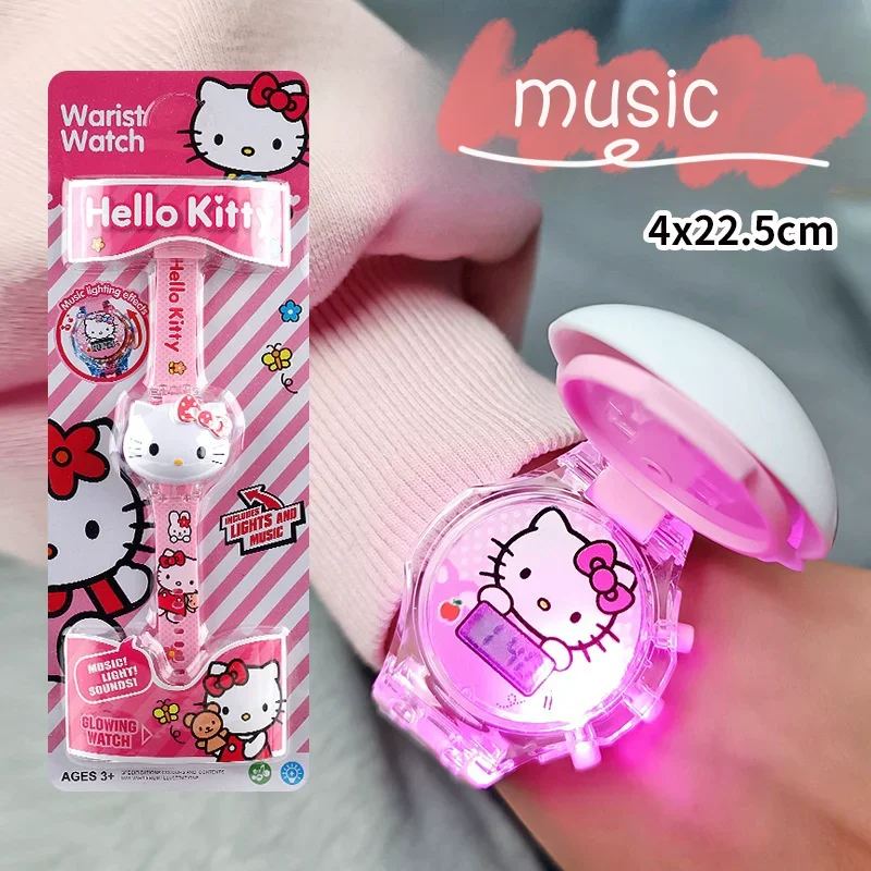 Фото Милые часы Sanrio Kuromi, музыкальный силиконовый ремешок Hello Kitty, детские наручные часы My Melody, детские часы, подарки на день рождения №5
