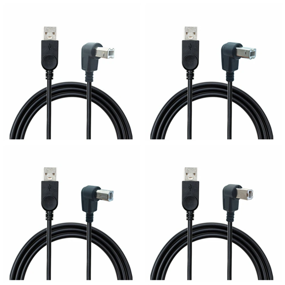 Фото USB 2.0 A «папа» — USB B «папа» типа B BM вверх, вниз, левый и правый угол, сканер принтера, кабель 90 градусов, угловой кабель BM, 1–1,5 м №3
