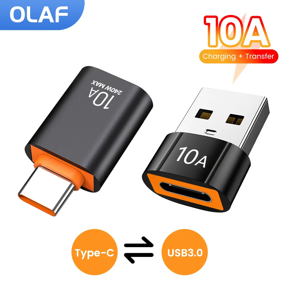 Адаптер Olaf 10A OTG USB 3,0 на Type C Переходник USB C «папа» на USB «мама» адаптер для быстрой зарядки OTG для Macbook ноутбука Xiaomi Samsung