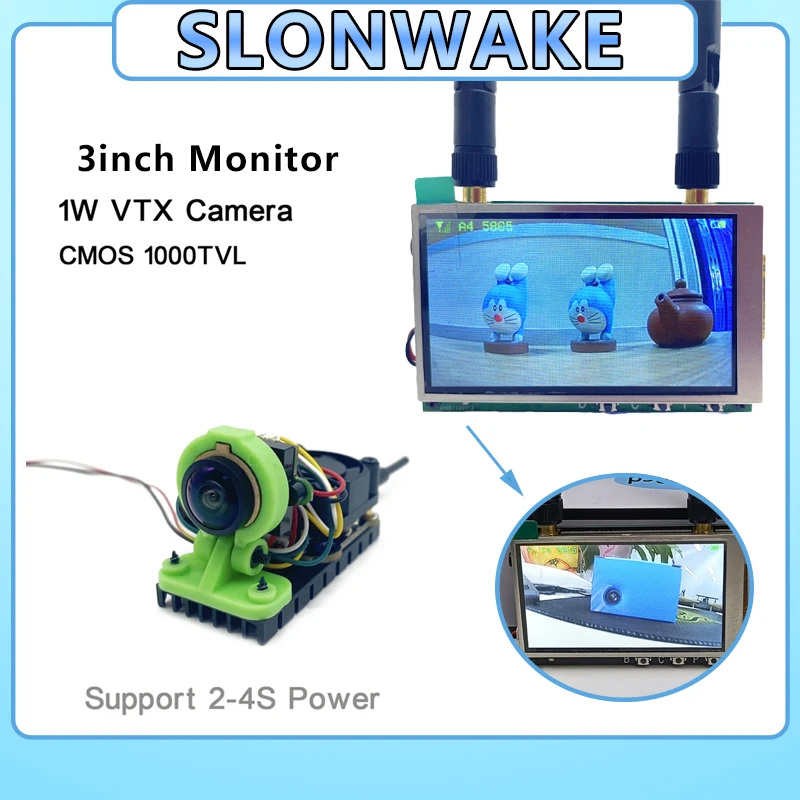 SLONWAKE 5,8G fpv модуль передачи изображения дрона 1000 МВт микрофон звездного света 3-дюймовый монитор 480*272px для FPV дрона самолета