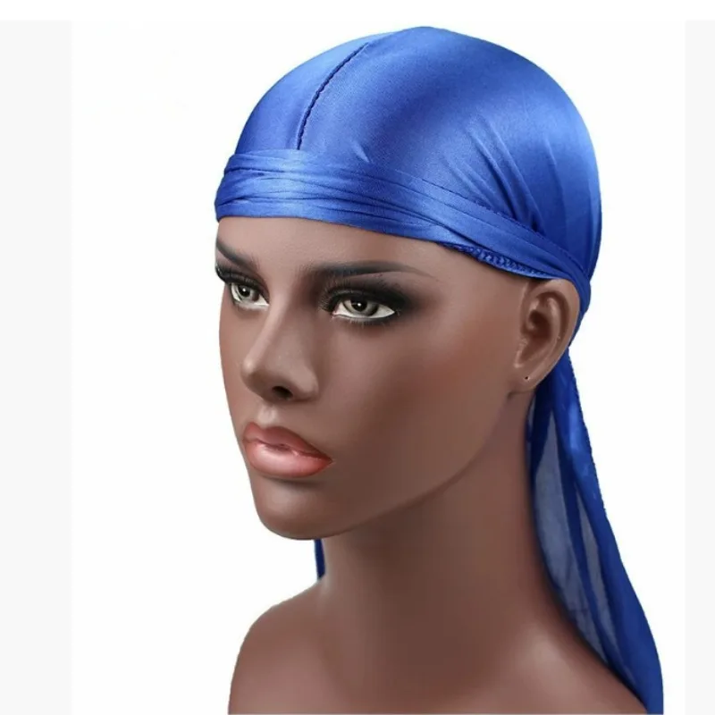 Новая шелковая бандана Durag, тюрбан, мужская дышащая тряпка с длинным хвостом для мужчин, повязка на голову Durags Pirate Hat