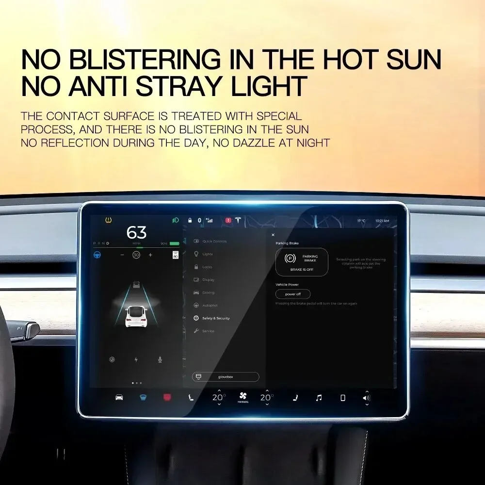 Защита экрана из закаленного стекла для Tesla Model Y 3, центральная консоль, Антибликовая HD-пленка, защита экрана, аксессуары (art.: 3920c96215b8d) - 3920c96215b8d