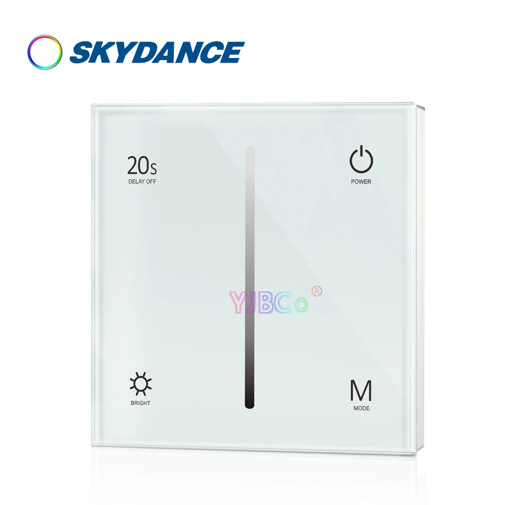 Сенсорная стеклянная панель Skydance S1-T AC Triac, диммер, стеклянная панель с регулировкой яркости, переключатель 110-220 В для одноцветной регулируемой яркости, зеркальная полоса