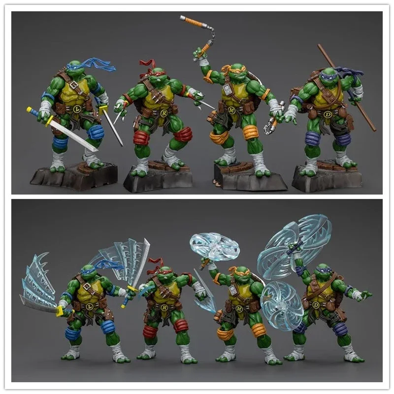 Подлинные оригинальные JOYTOY TMNT 1/18 ACTION FIGURES RAPHAEL LEONARDO DONATELLO MICHELANGELO 4 шт. МОДЕЛЬ ПОДАРОК ФигуркиИгрушки