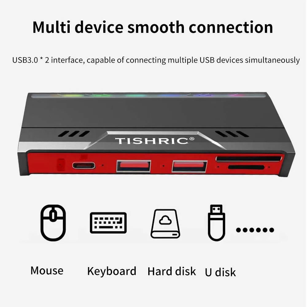 Фото Корпус SSD с двумя протоколами TISHRIC M.2 NVME/NGFF — корпус для жесткого диска из алюминиевого сплава и АБС-пластика с многопортовым расширениям для №3