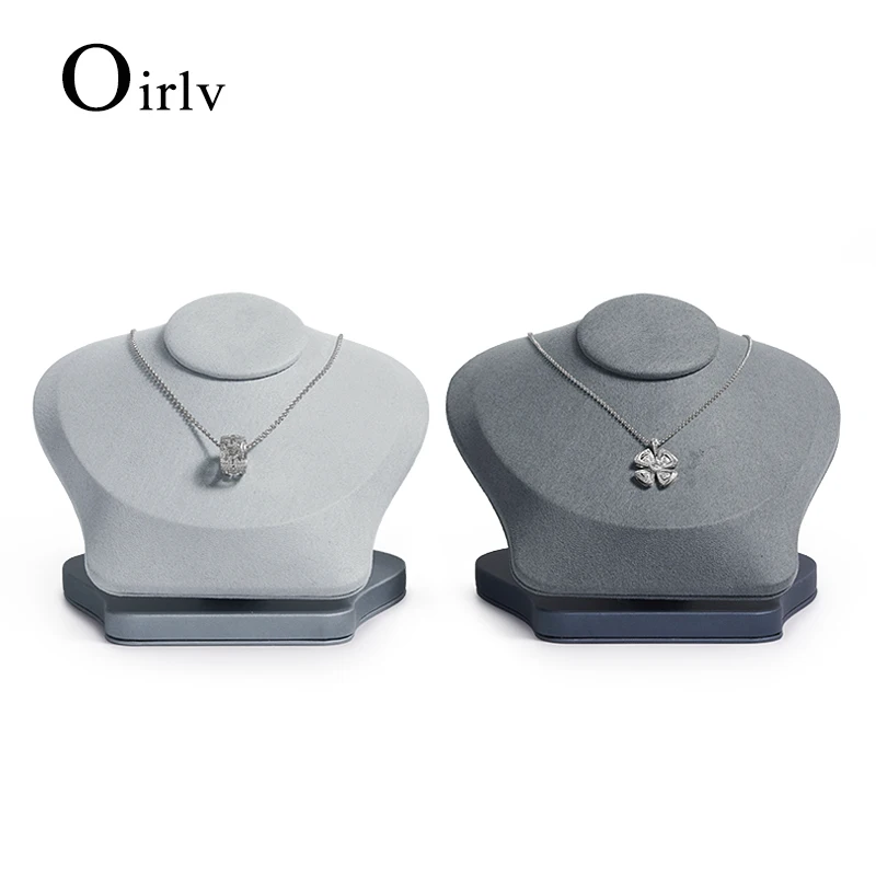 Серое ожерелье из искусственной кожи Oirlv, бюст с микрофиброй, демонстрация ювелирных изделий, манекены, ожерелье, держатель для хранения для показа магазина