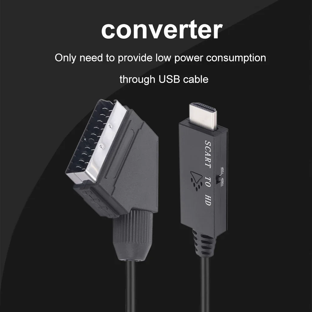 Фото 1 м Scart в HDMI 1080P видео-аудио конвертер Plug and Play HD-видео конвертер для телеприставки HDTV DVD STB аксессуары №2