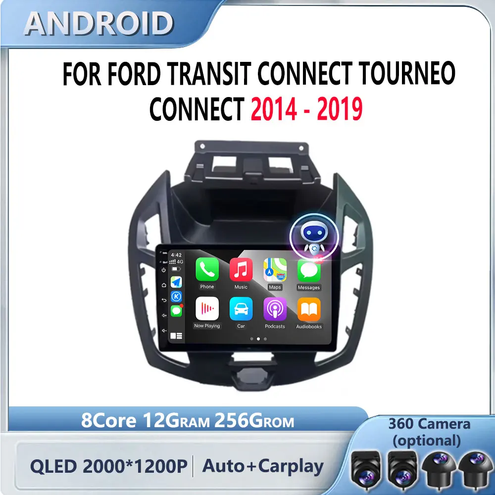 Android 15 для Ford Transit Connect Tourneo Connect 2014-2019 Автомобильный радиоприемник Видео Мультимедийный плеер Android Auto Carplay