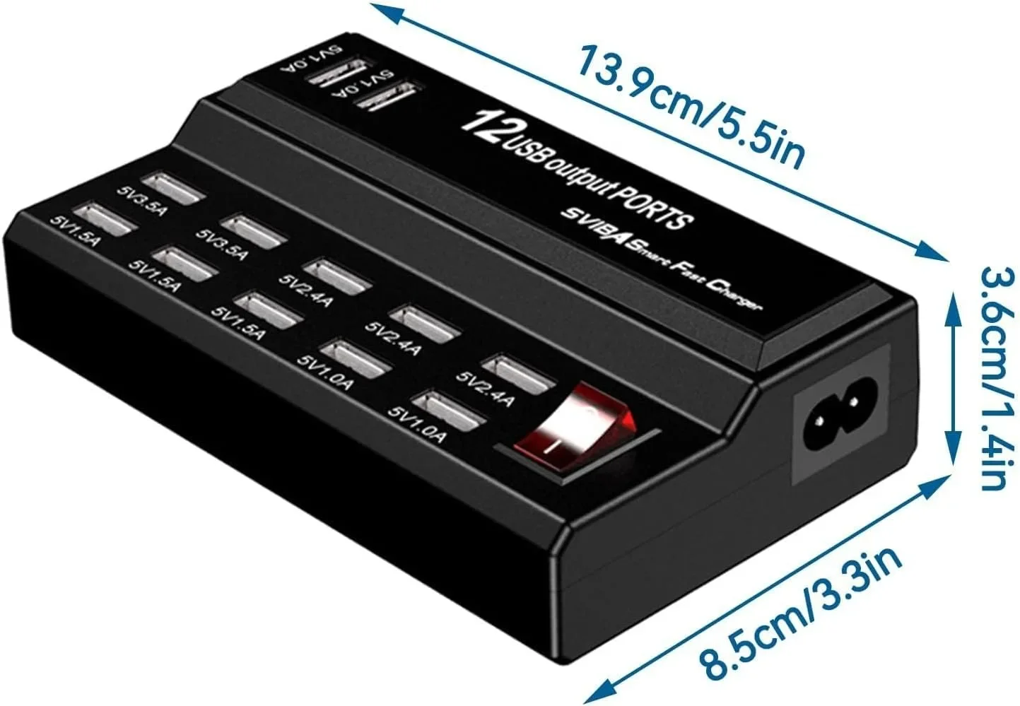 Фото Smart 12 портов 5 В 3,5 А 12 А USB Power Fast Charge Station для IPhone 13 Plus/IPad/Samsung/Huawei, адаптер для зарядного устройства, розетка №3