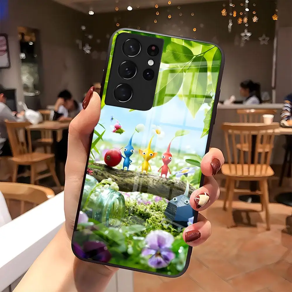 Фото Чехол для телефона Pikmin GAME для Samsung A56 A36 A26 A16 A15 A25 A35 A55 A14 A34 A24 A54 Стеклянный чехол №5