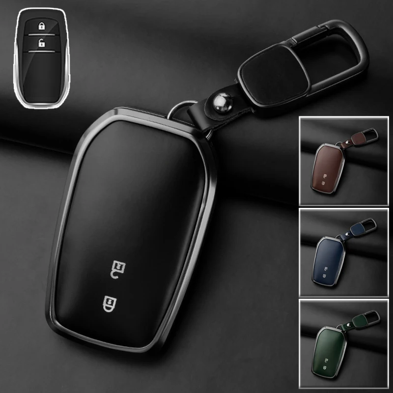 Кожаный чехол для ключей из алюминиевого сплава для Toyota Hilux Fortuner Highlander Land Cruiser Riez RAV4 Camry Prado Innova 86 Аксессуары для салона