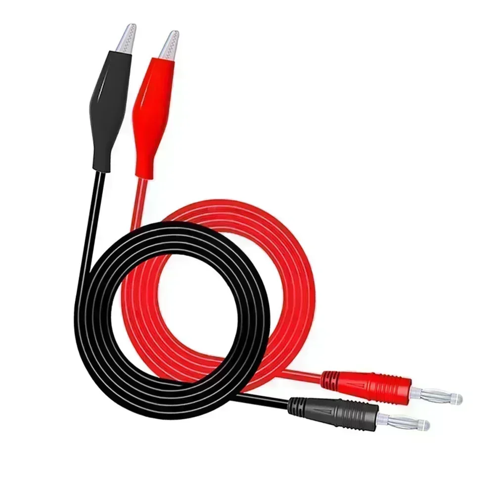 2pcs Banana Connector-crocodile Clip Test Leads Copper Soft Flexible Cable Set For Electrical  Electronic Applications