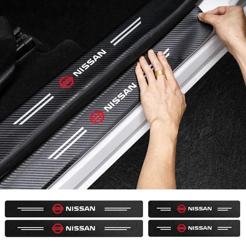 2025 для Nissan, 4 шт./компл., углеродное волокно, защита порога автомобиля, наклейки с логотипом для Nissan X-trail Qashqai Note Juke Sentr