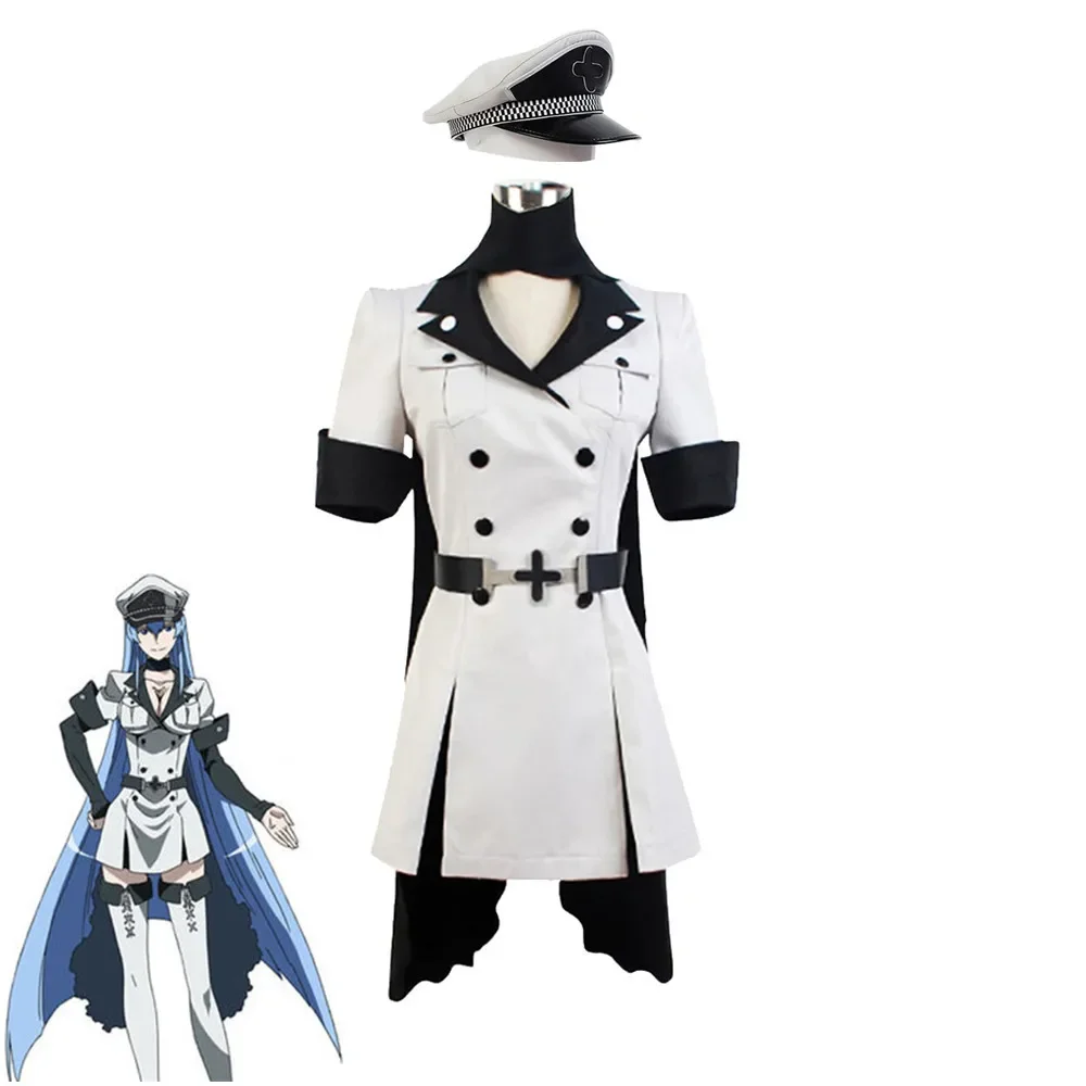 Фото Аниме Akame Ga KILL! Esdeath Косплей Костюм Для Взрослых Унисекс Сексуальное Пальто Шарф Галстук Шляпа Парик Хэллоуин Рейв Вечеринка Боевая Униформа Костюм №4