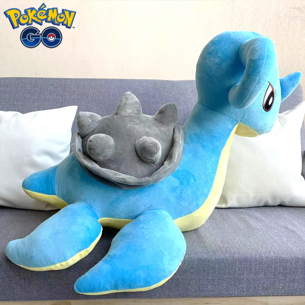Фото Большой Покемон Мягкие Аниме Lapras Плюшевые игрушки 50-60 см кавайная мягкая хлопковая Кукла мультфильм подарок на день рождения для девочек мальчиков диван декор комнаты №4