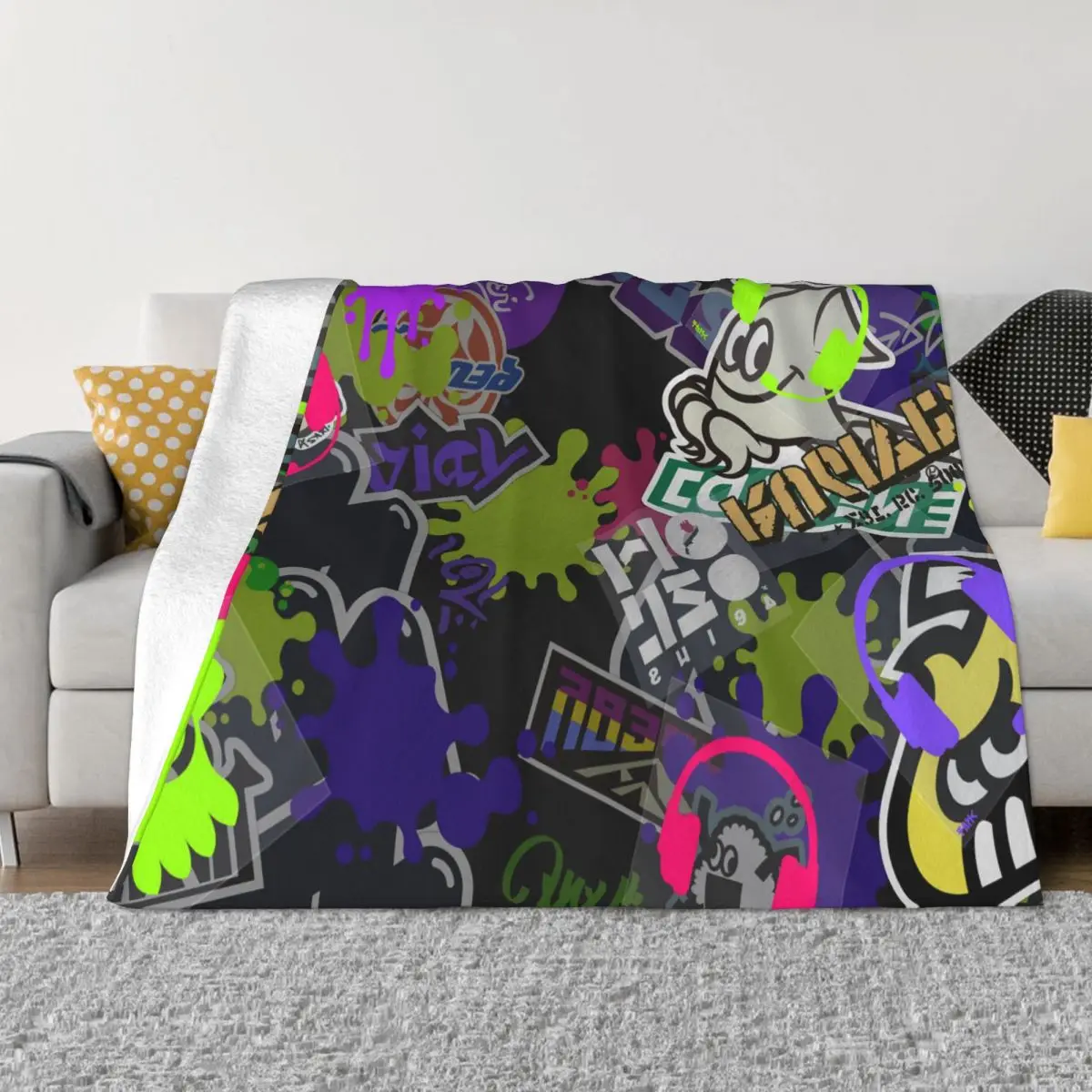 Фланелевые одеяла с коллажем от Splatoon, игровые одеяла для дома и офиса, легкие тонкие постельные принадлежности