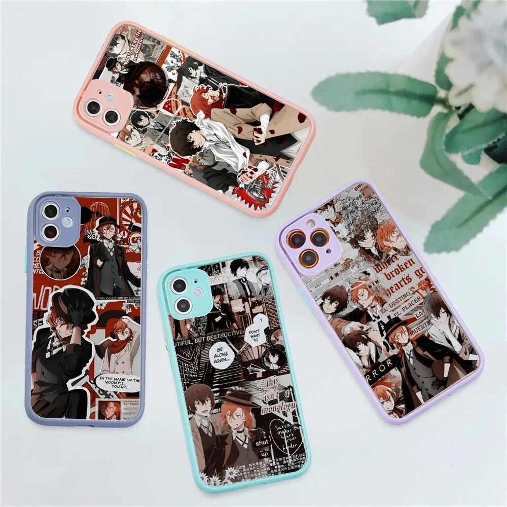 Чехол для телефона Bungou Stray Dogs для iPhone 14, 11, 12, 13, Mini Pro Max 8, 7 Plus X XR XS MAX, полупрозрачный матовый чехол