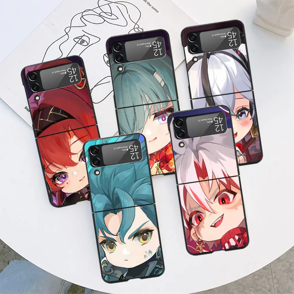 Чехол Ji Yan Wuthering с волнами Yangyang для Samsung Galaxy Z Flip 4 3 5G черный Жесткий Чехол Flip4 Flip3 PC чехол для телефона Zflip4 Zflip3