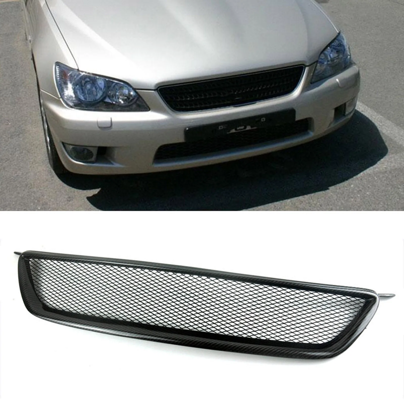 Передняя решетка для Lexus Is200 Is300 1998 1999 2000 2001 2002 2003 2004 Altezza из настоящего углеродного волокна, верхний бампер автомобиля, сетка капота