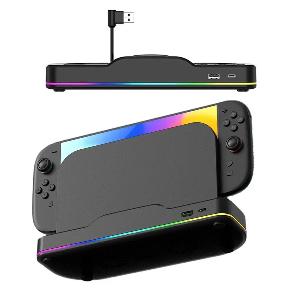 Для Switch 2, охлаждающий вентилятор, универсальная охлаждающая подставка, док-станция с 3-скоростным вентилятором, красочная RGB-подсветка для аксессуаров для консоли NS2