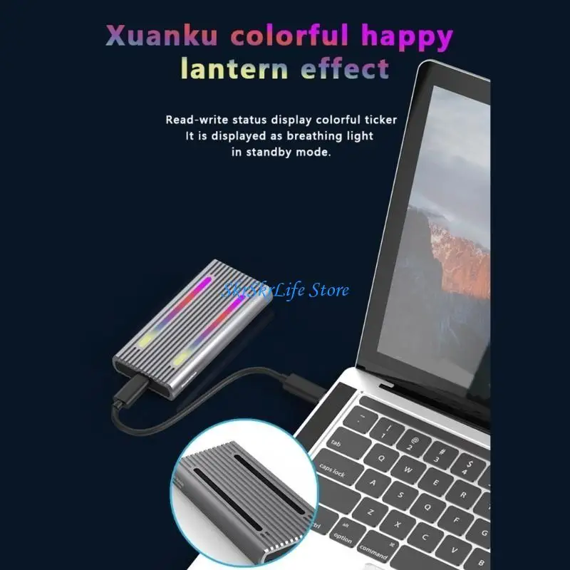 E65e rgb m.2 ssd -корпус поддержка nvme harddisk case aluminumalloy caddy