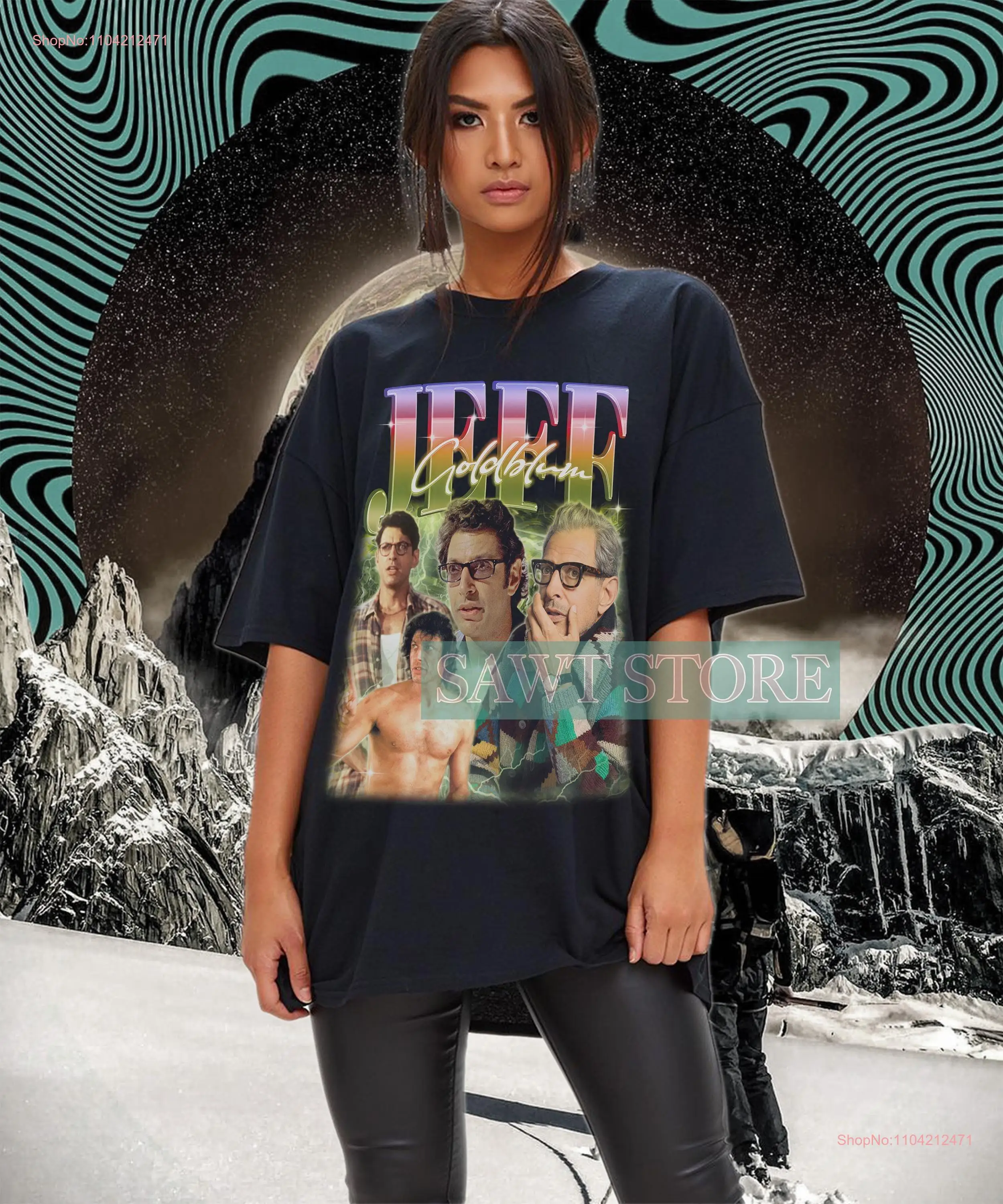 Винтажная футболка JEFF GOLDBLUM Bootleg Fans s в стиле ретро с длинными или короткими рукавами
