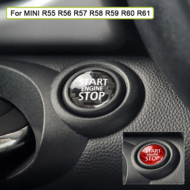 Аксессуары для MINI Cooper S, JCW, R55, R56, R57, R58, R59, R60, R61, кнопка запуска и остановки двигателя автомобиля, наклейка из натурального углеродного волокна