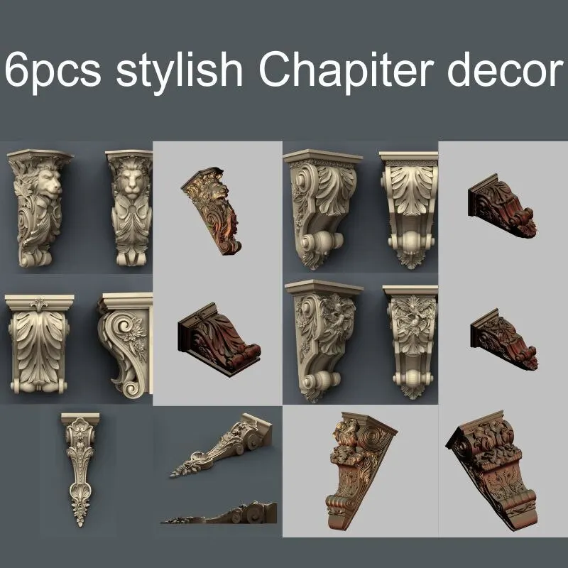3d модель STL рельеф для ЧПУ STL формат декора 3d модель для ЧПУ stl рельеф artcam vectric aspire 6 шт./компл. стильная декоративная штырь
