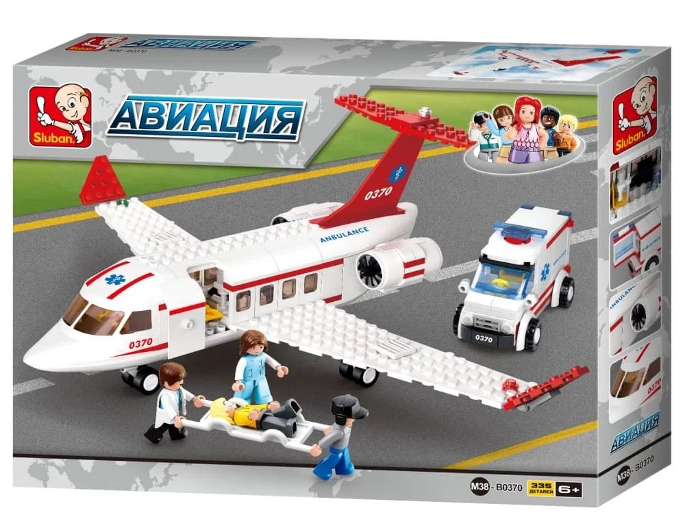 Конструктор самолет с машиной, с фигурками, 335 дет. Sluban M38-B0370