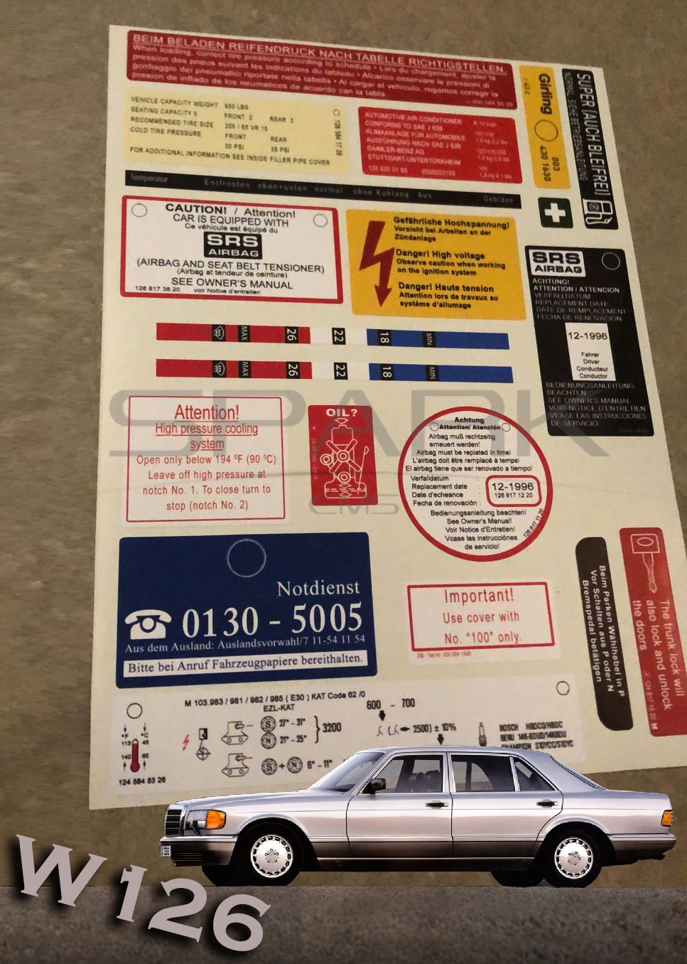 Наклейка W126, этикетка с эмблемой звезды для 280se 300se 300sel 500se 500sel 560sel, набор этикеток