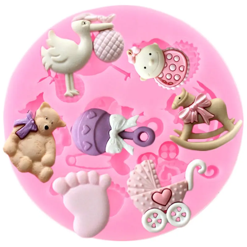 3D Baby Shower вечерние игрушки перевозки силиконовые формы для дня рождения инструменты для украшения тортов из мастики шоколадные конфеты полимерные глиняные формы