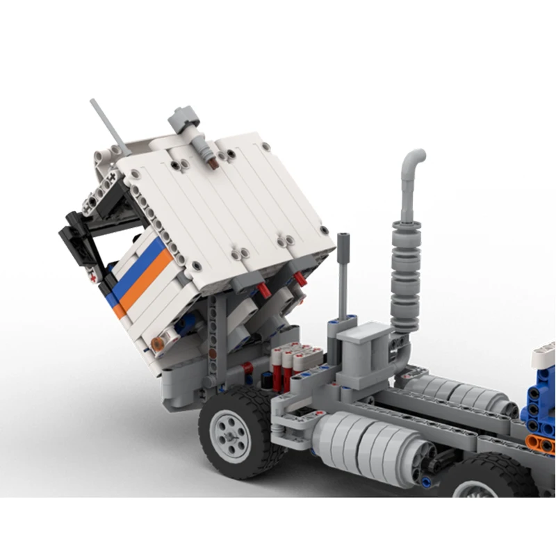 Фото Строительные блоки Moc, конструктор, полугрузовик с прицепом Lowboy, транспортное средство, модель машины для мальчиков, игрушка, подарок на день рождения №4